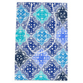 Sac Cadeau Moyen Motif en carrelage marocain peint en bleu (Dos)