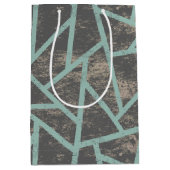 Sac Cadeau Moyen Motif en mosaïque vert pâle et gris (Devant)