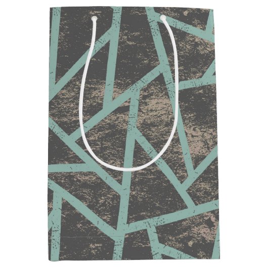 Sac Cadeau Moyen Motif en mosaïque vert pâle et gris (Devant)