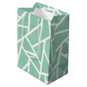 Sac Cadeau Moyen Motif en mosaïque verte et blanche