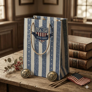 Sac Cadeau Moyen Motif Étoiles et Rayures Vintage Americana ID1306