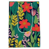 Sac Cadeau Moyen Motif feuille à fleurs de jungle (Dos)