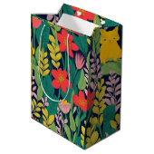 Sac Cadeau Moyen Motif feuille à fleurs de jungle (Dos Angle)