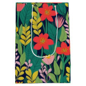 Sac Cadeau Moyen Motif feuille à fleurs de jungle (Dos)