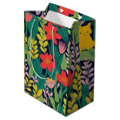 Sac Cadeau Moyen Motif feuille à fleurs de jungle (Dos Angle)