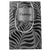 Sac Cadeau Moyen Motif Feuille d'argent personnalisé (Devant)