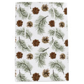Sac Cadeau Moyen Motif Feuille Rustique Pinecone Pine Tree (Devant)