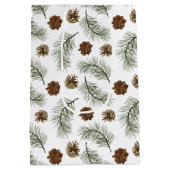 Sac Cadeau Moyen Motif Feuille Rustique Pinecone Pine Tree (Dos)