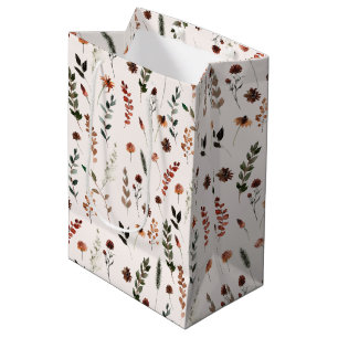 Sac Cadeau Moyen Motif Fleur sauvage d'automne