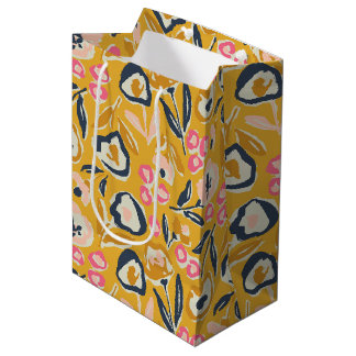 Sac Cadeau Moyen Motif floral à l'encre gras main levée de jardin d