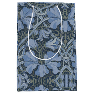 Sac Cadeau Moyen Motif floral aquarelle bleu élégant