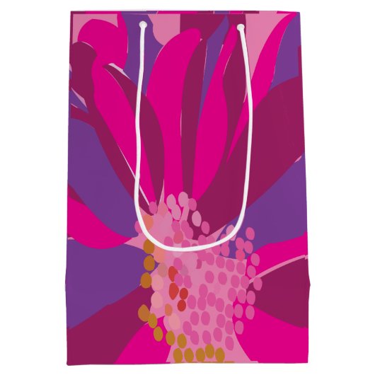 Sac Cadeau Moyen Motif Floral rose pourpre (Dos)