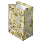 Sac Cadeau Moyen Motif floral vert et jaune (Devant Angle)