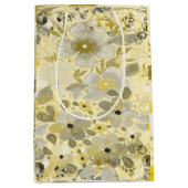 Sac Cadeau Moyen Motif floral vert et jaune (Devant)