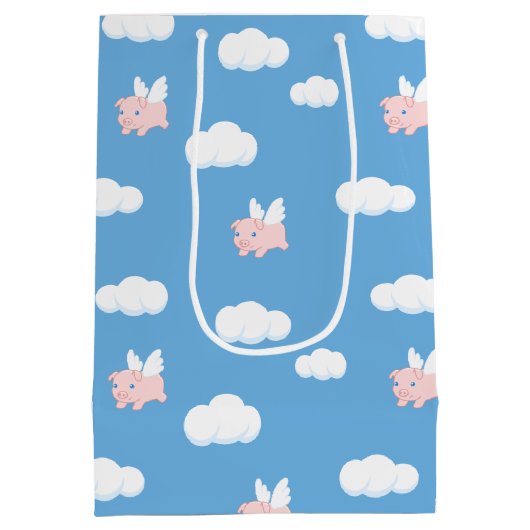 Sac Cadeau Moyen Motif Flying Pig Cute Piglet with Wings (Dos)