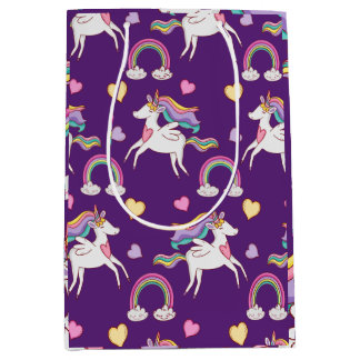 Sac Cadeau Moyen Motif Funny Unicorn Magique Cheval mignon