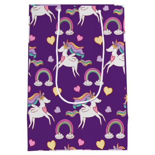 Sac Cadeau Moyen Motif Funny Unicorn Magique Cheval mignon (Dos)