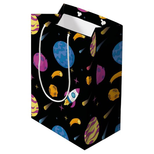 Sac Cadeau Moyen Motif Galaxy Voyage en vaisseau spatial (Dos Angle)