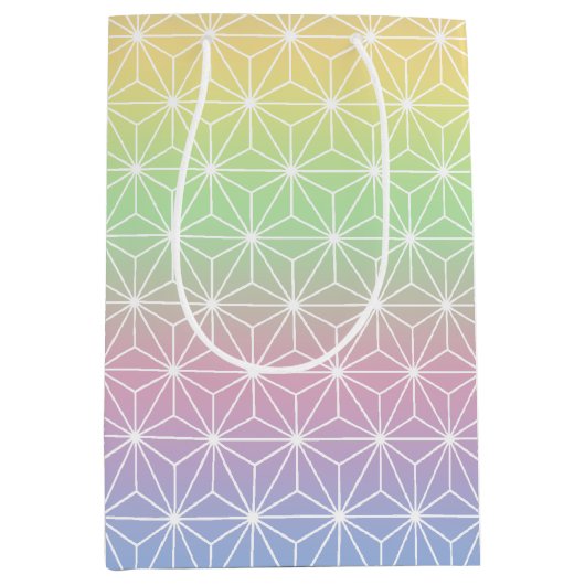 Sac Cadeau Moyen Motif géométrique Asanoha Arc-en-ciel étincelant (Devant)