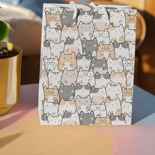 Sac Cadeau Moyen Motif Kawaii Cute Cats