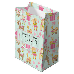 Sac Cadeau Moyen Motif mignon avec des animaux et jouets heureux An