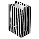 Sac Cadeau Moyen Motif noir blanc rayures (Devant Angle)