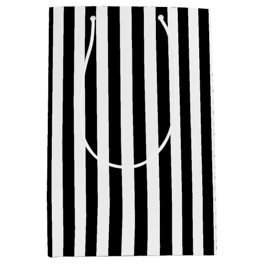 Sac Cadeau Moyen Motif noir blanc rayures (Devant)