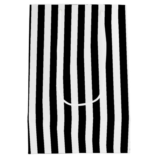 Sac Cadeau Moyen Motif noir blanc rayures (Dos)