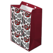 Sac Cadeau Moyen Motif Paisley, noir, blanc et rouge (Dos Angle)