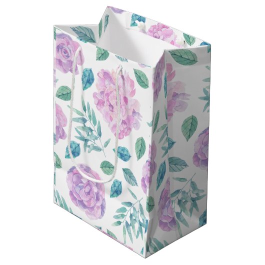 Sac Cadeau Moyen Motif Pastel rose et violet (Devant Angle)