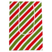 Sac Cadeau Moyen motif rayé rouge vert et blanc (Dos)