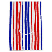 Sac Cadeau Moyen Motif rayures blanches rouges bleues   (Dos)