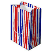 Sac Cadeau Moyen Motif rayures blanches rouges bleues   (Dos Angle)
