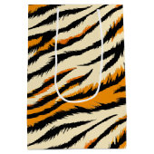 Sac Cadeau Moyen Motif rayures de tigre noir et marron  (Dos)