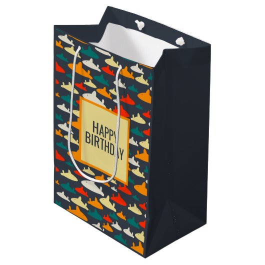 Sac Cadeau Moyen Motif requin (Devant Angle)