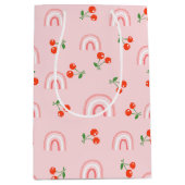 Sac Cadeau Moyen Motif rose arc-en-ciel cerise (Devant)