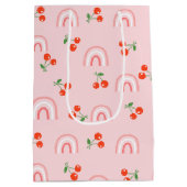 Sac Cadeau Moyen Motif rose arc-en-ciel cerise (Dos)