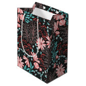 Sac Cadeau Moyen Motif rose et Turquoise floral foncé (Dos Angle)