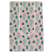 Sac Cadeau Moyen Motif rose et vert mignon Cactus (Dos)