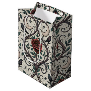 Sac Cadeau Moyen Motif Rose Gothique Foncé (1)