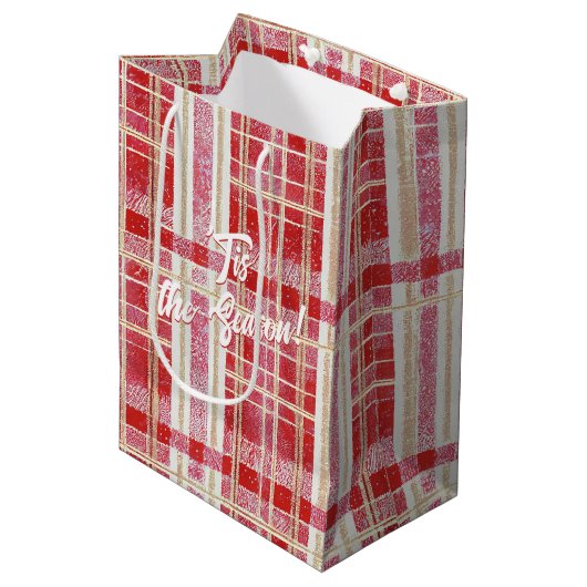 Sac Cadeau Moyen Motif rouge Gold Plaid N° 2 ID1009 (Devant Angle)
