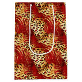 Sac Cadeau Moyen Motif Safari Animal Fur Prints Rouge et Or (Dos)