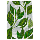 Sac Cadeau Moyen Motif sans couture avec Feuilles de thé vert (Dos)