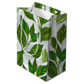 Sac Cadeau Moyen Motif sans couture avec Feuilles de thé vert (Dos Angle)
