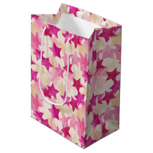 Sac Cadeau Moyen Motif sans couture d'étoile en détresse rose