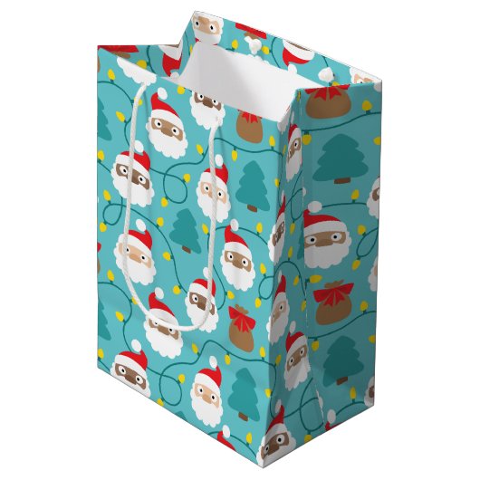 Sac Cadeau Moyen Motif Santa Clauses (Devant Angle)
