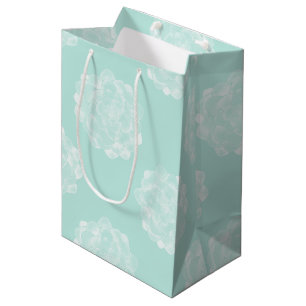 Sac Cadeau Moyen Motif succulent en pastel du bonheur de plante
