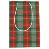 Sac Cadeau Moyen Motif tartan rouge et vert (Devant)