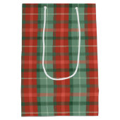 Sac Cadeau Moyen Motif tartan rouge et vert (Dos)