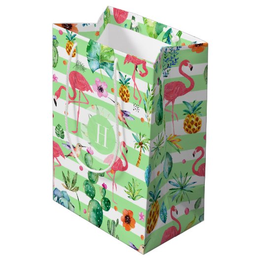 Sac Cadeau Moyen Motif tropical coloré (Dos Angle)